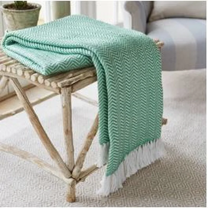 Herringbone Blanket Aqua 230cm x 130cm