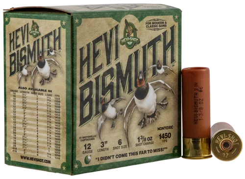 HEVI-Shot, HEVI-Shot, HEVI-Bismuth, 12 Ga 3", Max Dram, 1 3/8 oz, #6 Shot Size, 25Rd Box