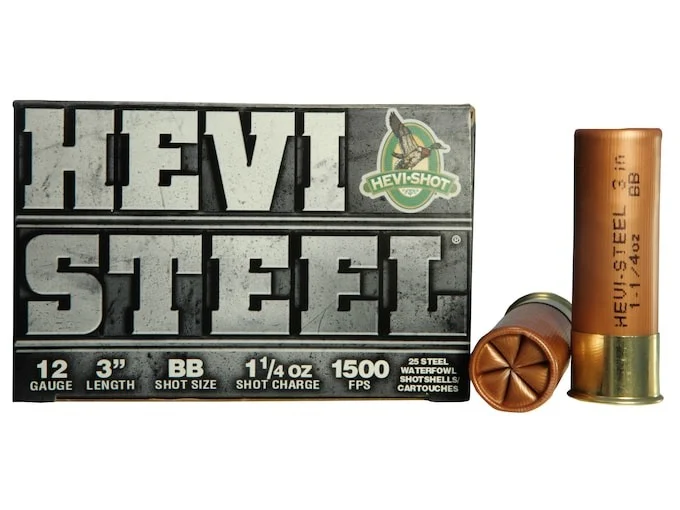 Hevi-Shot Hevi-Steel Waterfowl Ammunition 12 Gauge 3″ 1-1/4 oz BB Non-Toxic Shot