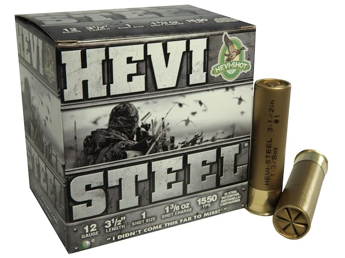 Hevi-Shot Hevi-Steel Waterfowl Ammunition 12 Gauge 3-1/2″ 1-3/8 oz #1 Non-Toxic Shot