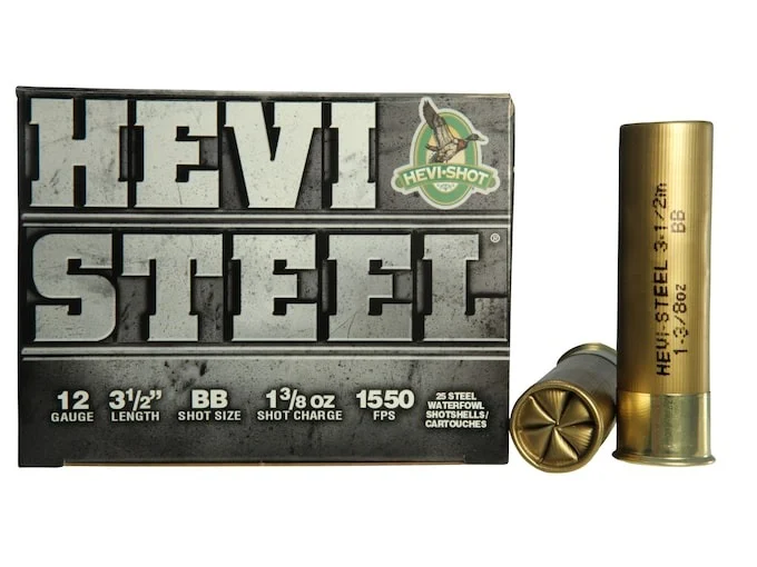 Hevi-Shot Hevi-Steel Waterfowl Ammunition 12 Gauge 3-1/2″ 1-3/8 oz BB Non-Toxic Shot