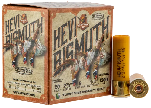 Hevishot Hevi-Bismuth Upland 20 Ga, 2.75", 1oz, 5 Shot, 25rd Box