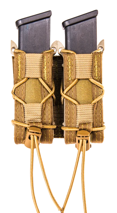 High Speed TACO Double Pistol Adjustable Belt Mount Cordura/Polymer Coyote Brown