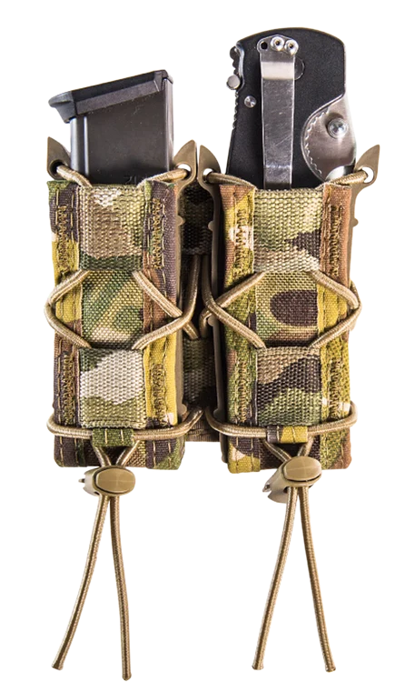 High Speed TACO Double Pistol Adjustable Belt Mount Cordura/Polymer MultiCam