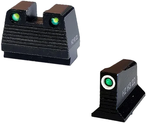 HiViz N2 Co-Witness Sight, Fits Glock MOS 9mm/40S&357SIG, .430" Height, Green With White Ring Outline Front, Green Tritium Rear
