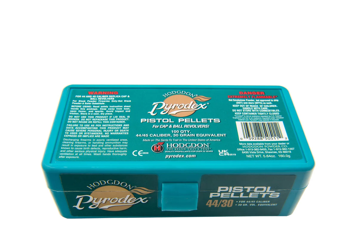 Hodgdon Pyrodex Revolver Pistol Pellets Black Powder Substitute - .44/.45 Caliber - 30 Grain - 100 Count