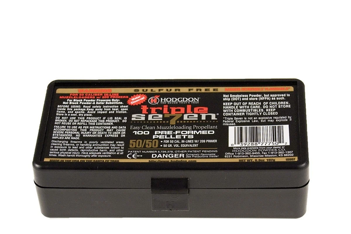 Hodgdon Triple 7 Pellets - 50/50 Pellets Black Powder Substitute .50 Caliber 50 Grains (24 or 100 Pack)