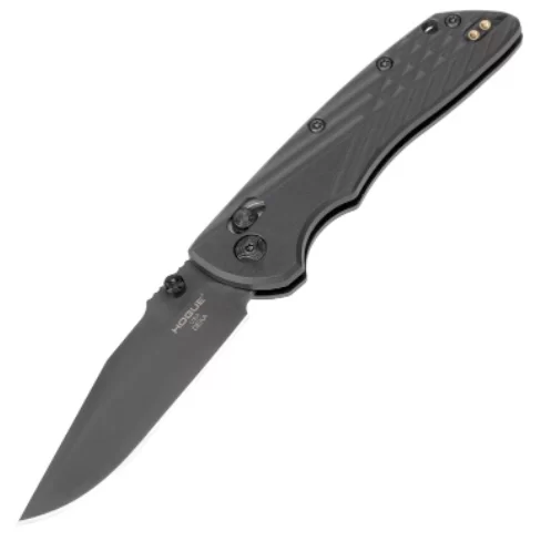 Hogue Deka Manual Folder, 3.25″ Clip Point Blade, Black Cerakote Finish, Black Polymer Frame