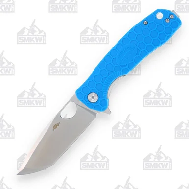 Honey Badge Large Blue FRN Flipper Knife 3.63in Tanto Blade HB1324