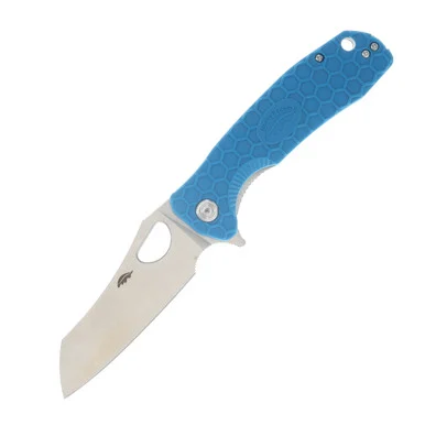 Honey Badger Knives Large Wharncleaver Folding Knife Blue 3.63in Satin Blade – Black Clip HB1036
