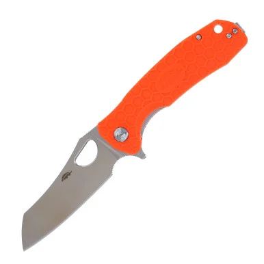 Honey Badger Knives Large Wharncleaver Orange Folding Knife 3.63in Blade HB1160