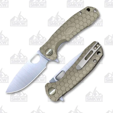 Honey Badger Knives Medium Drop Point Folding Knife Tan FRN 3.19in Blade HB1012