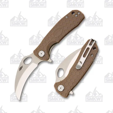 Honey Badger Knives Small Claw Folding Knife Tan FRN 2.75in Satin Blade HB1142