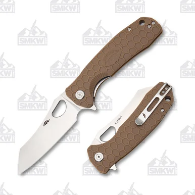 Honey Badger Large Wharncleaver Folding Knife Tan 3.63in Plain Satin Blade HB1032