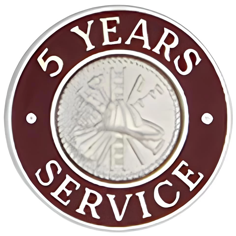 Hook-Fast 5 Years of Service Pin
