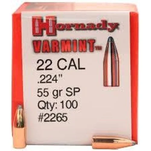 Hornady 2265 Traditional Varmint 22 Cal .224 55 gr Spire Point 100 Per Box