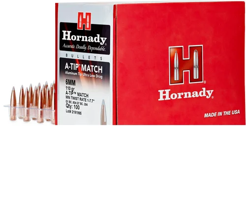 Hornady 6mm .243 110gr A-Tip Match 500 Per Box, BULLETS NOT AMMO