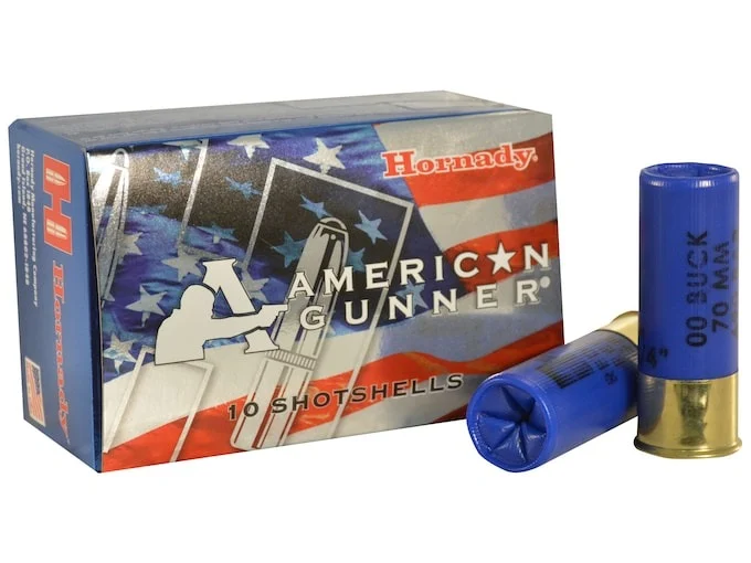 Hornady American Gunner Ammunition 12 Gauge 2-3/4″ Reduced Recoil 00 Buckshot Box of 10