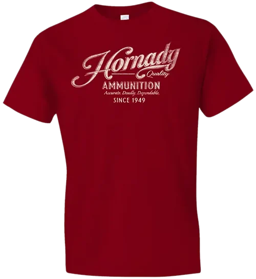 Hornady Gear Vintage Script Red Cotton Semi-Fitted Large