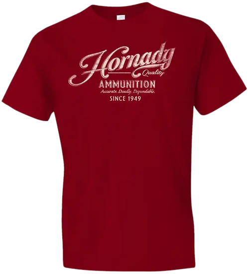 Hornady Gear Vintage Script Red Cotton Semi-Fitted XL