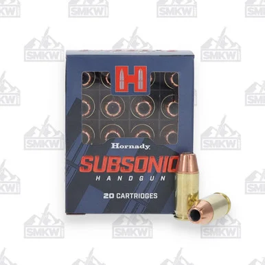 Hornady Subsonic 45 ACP Ammunition 230 Grain Brass Centerfire 20 Rounds XTP JHP 90971