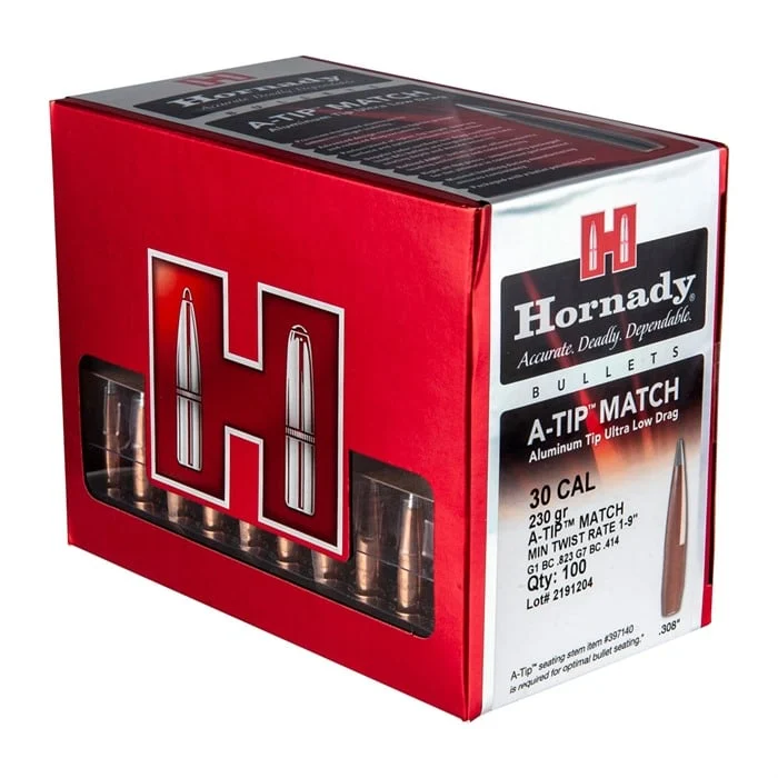 HORNADYA-TIP MATCH 30 CALIBER (0.308″) ALUMINUM TIP RIFLE BULLETS