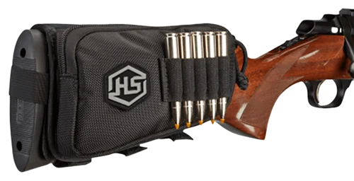 Hunters Specialties Buttstock Shell Holder With Pouch Holds 5 Cartridges Black Polyester