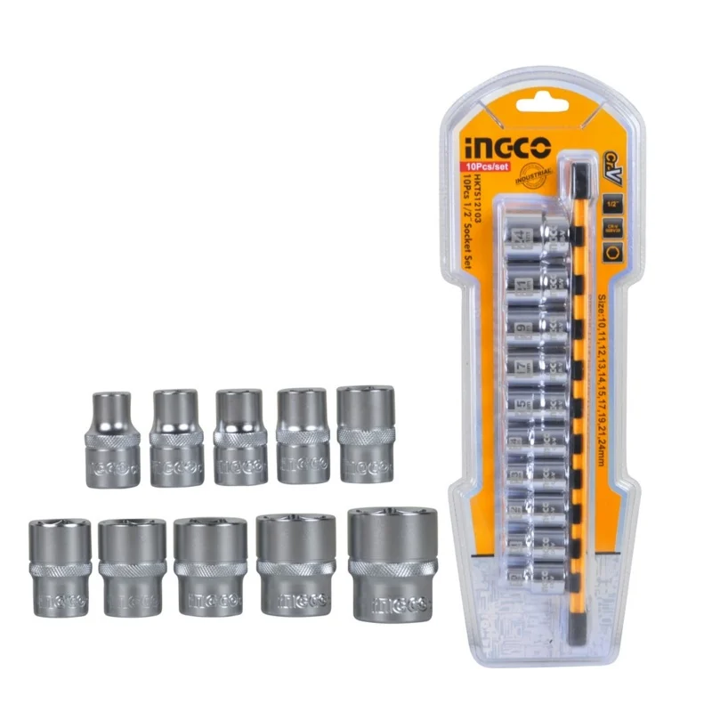Ingco HKTS12103 10pcs Socket Wrench Set 1/2″ Drive