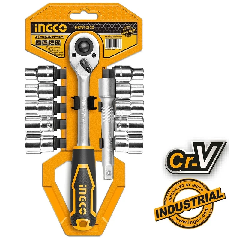 Ingco HKTS12122 12pcs Socket Wrench Set 1/2″ Drive