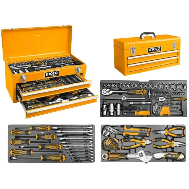Ingco HTCS220971 Tool Chest Set / Metal Tool Box Set with 97pcs Hand Tools Set