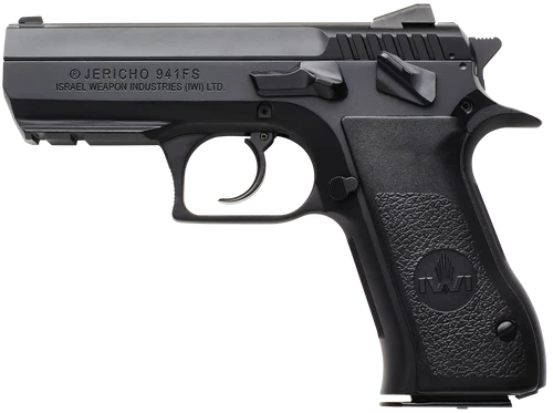 IWI Jericho 941 Full Size Frame 9mm 10rd,4.40" Black Chrome Lined Steel Barrel, Black Serrated Steel Slide & Frame Beavertail & Picatinny Rail, Black Textured Grips