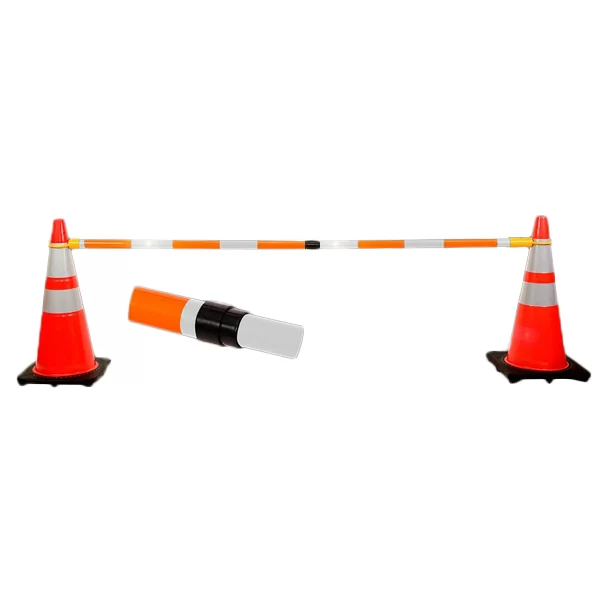 JBC Safety Plastics Retractable Cone Bar, 6 to 10 ft Yellow on Black