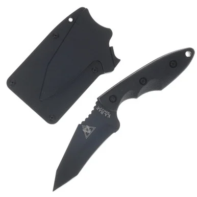 KA-BAR TDI/Hinderer Hell Fire Fixed Blade 3.56in Black Recurve Tanto KA2486