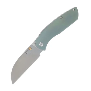 Kansept Knives Convict Folding Knife Green Titanium 3.3in Sheepsfoot Blade K1023B3