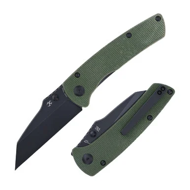 Kansept Knives Main Street Folding Knife Green Micarta 3.36in SW Blade T1015A2