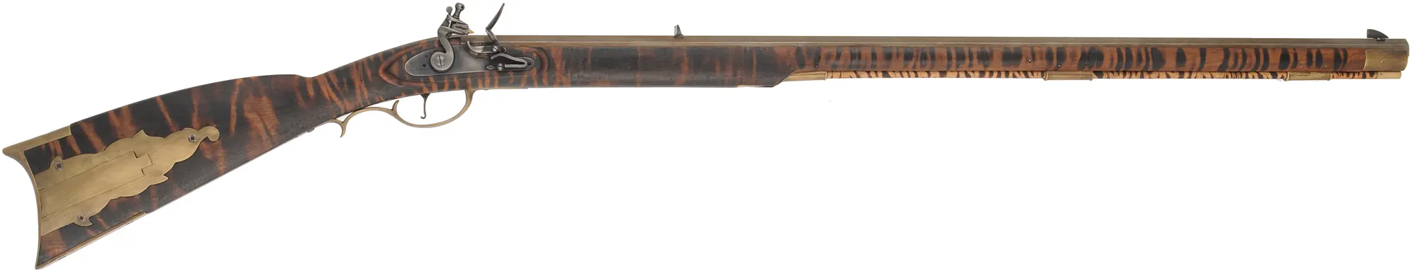 Kentucky Rifle,.50 caliber, 35-1/2" barrel,flintlock, walnut, brass, tiger stripe finish,used, from a kit by Davide Pedersoli