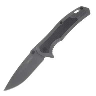 Kershaw Fringe Folding Knife Carbon Fiber 3in Gray Ti Drop Point Blade KS8310