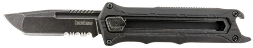 Kershaw Interstellar 2.70" OTF Tanto Part Serrated Black Oxide Blackwash 8Cr13MoV SS Blade, Black Textured Bottle Opener Glass-Filled Nylon Handle, Includes Pocket Clip