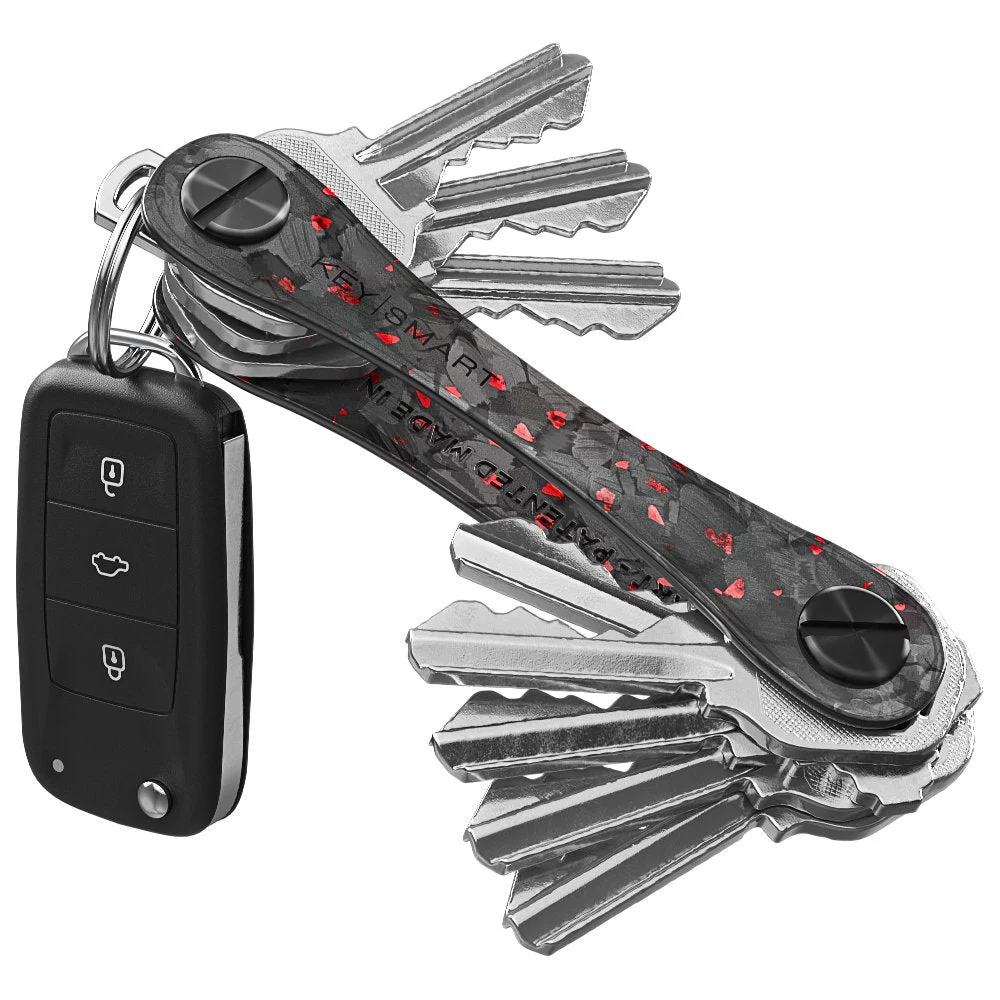 KeySmart Original Compact Key Holder, Red Forged Carbon