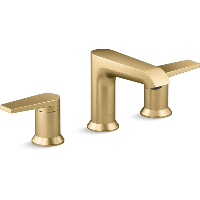 KOHLER Hint Two Handle Widespread Bathroom Sink Faucet in Vibrant Brushed Moderne Brass | Ferguson