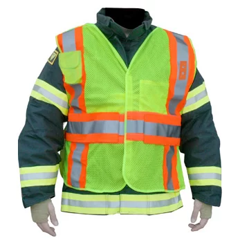 Lakeland Hi-Viz Lime/Yellow ANSI Class 2 Open-Sided Mesh Safety Vest, Size: Regular