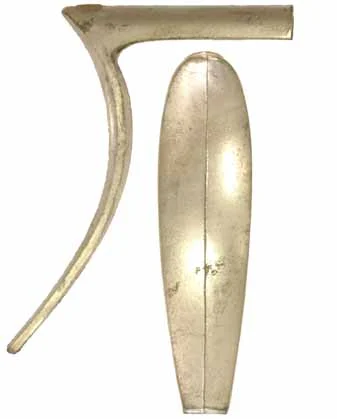 Late Hawken Narrow Buttplate, wax cast brassOverall length 4-15/16", width 1-2/10", comb 2-7/8"