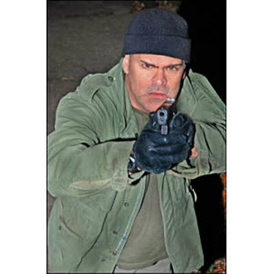 Law Enforcement Targets Home Invasion Scenario Target, Man with Pistol