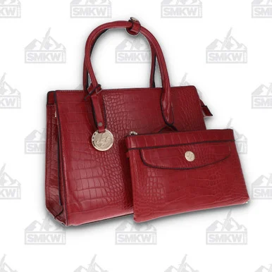 Leda's Fashions Red Crocodile Pockets Purse with Clutch LPP8231RED