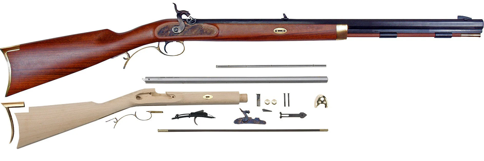 Left Hand .45 Cal Investarm™ Hawken Carbine Rifle DIY Kit - 24" Barrel & Percussion Ignition - IA4215K