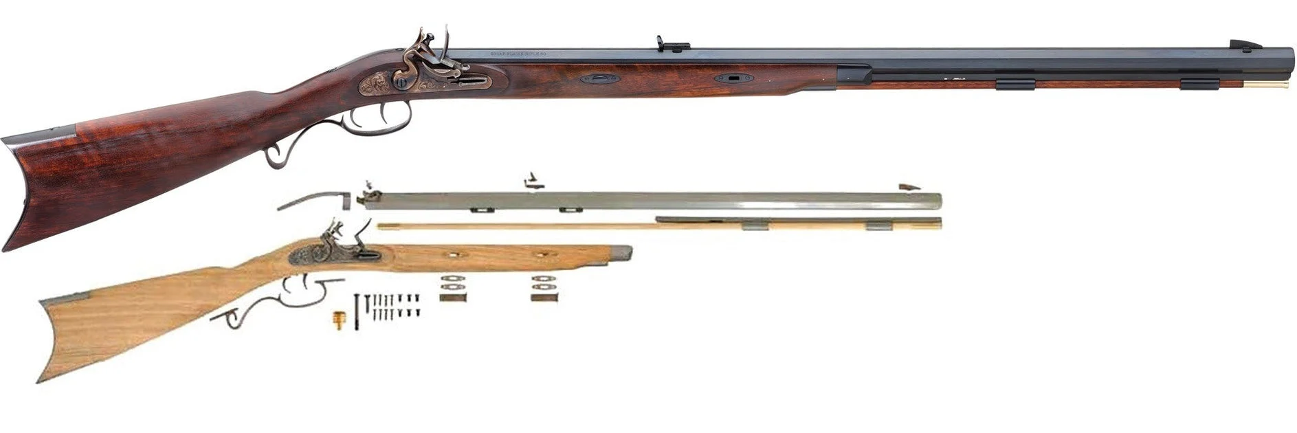 Left-Handed .54 Cal Investarm™ Gemmer Hawken Rifle Kit - Flintlock Ignition - IA3424K