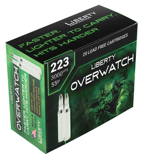 Liberty Ammunition OverWatch Hunting 223 Remington, 55gr, 20Bx/50Cs