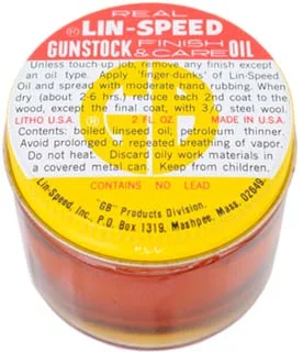 Lin-Speed Gunstock Finish and Care Oil,2 fluid oz. liquid, made in the U.S.A.