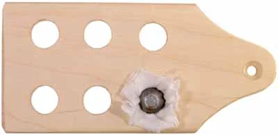 Loading block, for .58 caliber patched round ball, 5 by 2-3/8" maple, sanded, unfinished