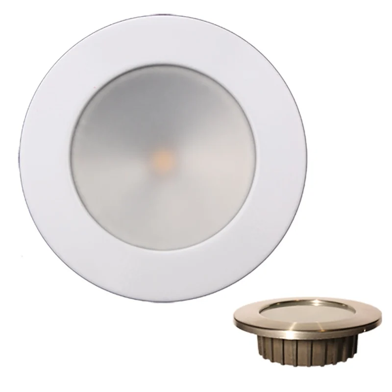 Lunasea ZERO EMI Recessed 3.5 LED Light – Warm White, Red w/White Stainless Steel Bezel – 12VDC [LLB-46WR-0A-WH]